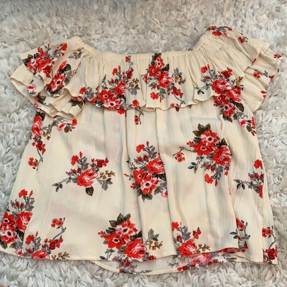 White Floral Blouse Size Small